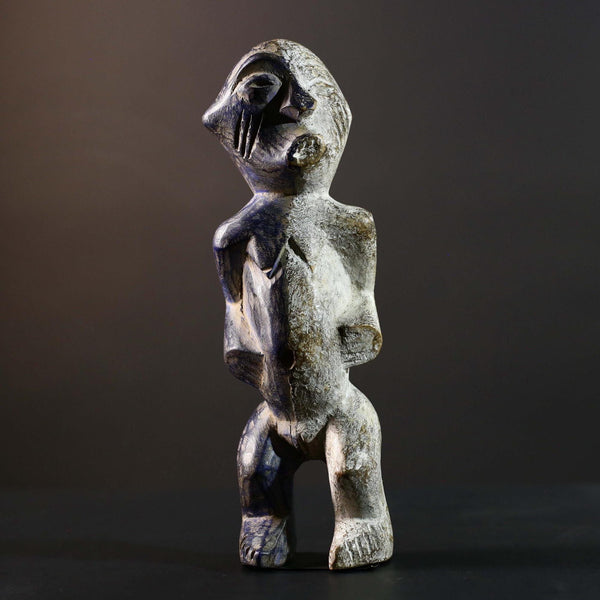 African Beembe Ancestral Figure Congo Carved Wood Ritual Spirit Statue with Patina-G5788
