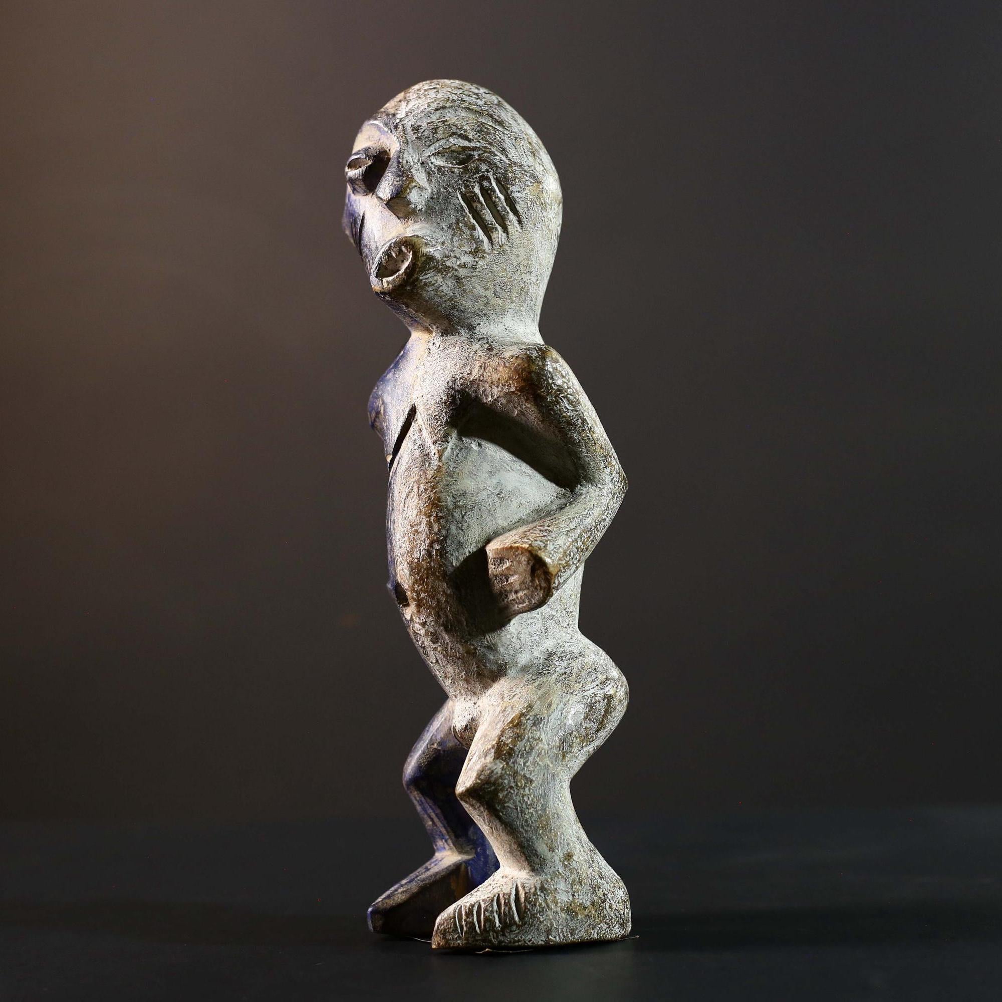 African Beembe Ancestral Figure Congo Carved Wood Ritual Spirit Statue with Patina-G5788