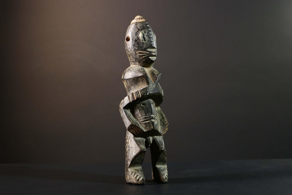 African Tribal Figure Carved Wood Statue Primitive Dark Ethnic Art Decor-G5792