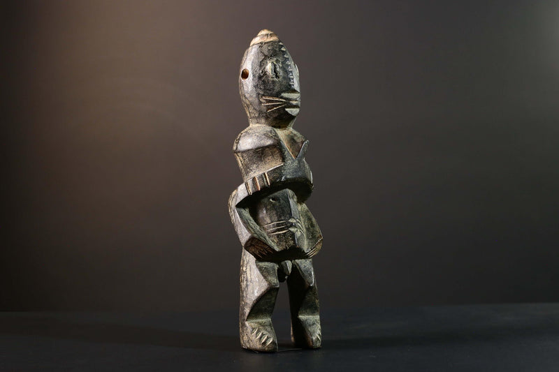 African Tribal Figure Carved Wood Statue Primitive Dark Ethnic Art Decor-G5792