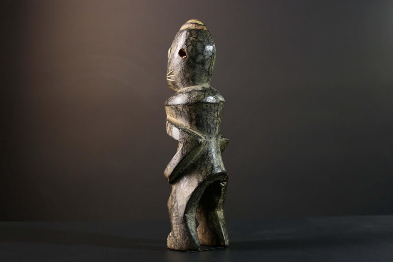 African Tribal Figure Carved Wood Statue Primitive Dark Ethnic Art Decor-G5792