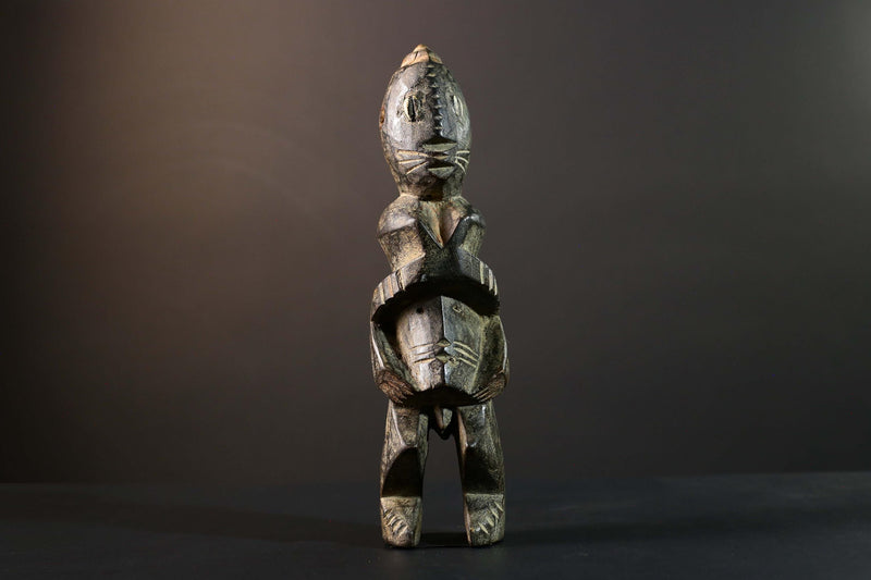 African Tribal Figure Carved Wood Statue Primitive Dark Ethnic Art Decor-G5792