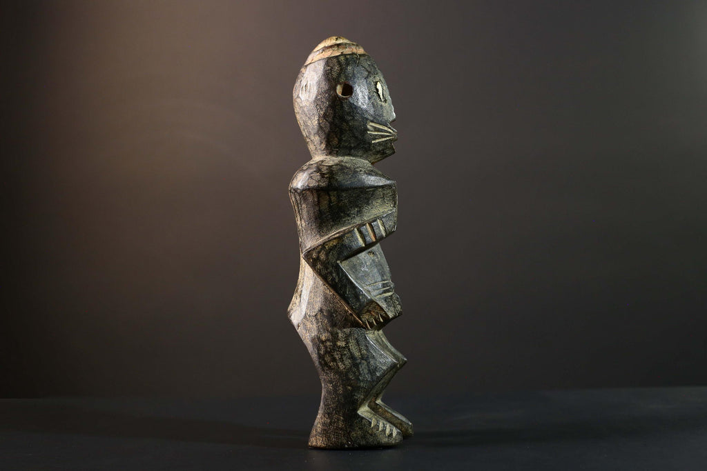 African Tribal Figure Carved Wood Statue Primitive Dark Ethnic Art Decor-G5792