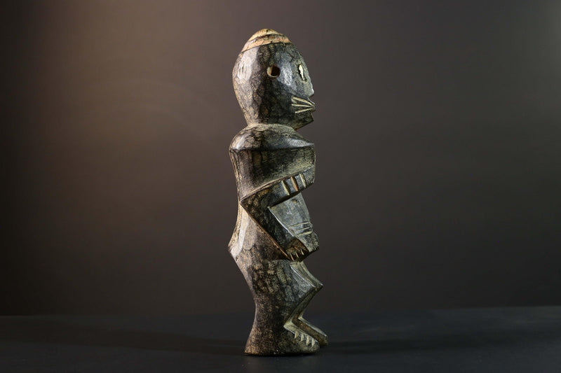 African Tribal Figure Carved Wood Statue Primitive Dark Ethnic Art Decor-G5792