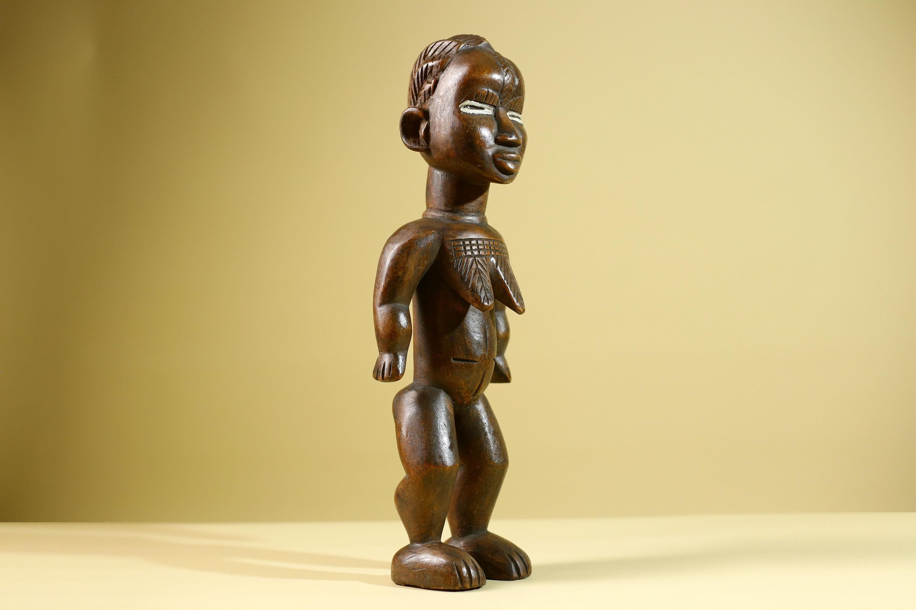 African Yoruba Female Statue Nigeria Hand Carved Wood Tribal Fertility Figure Traditional Cultural Decor-G5803