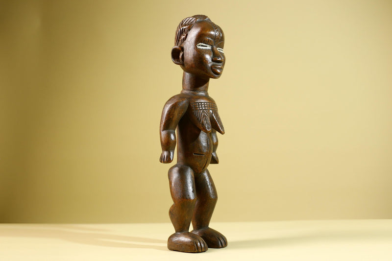 African Yoruba Female Statue Nigeria Hand Carved Wood Tribal Fertility Figure Traditional Cultural Decor-G5803