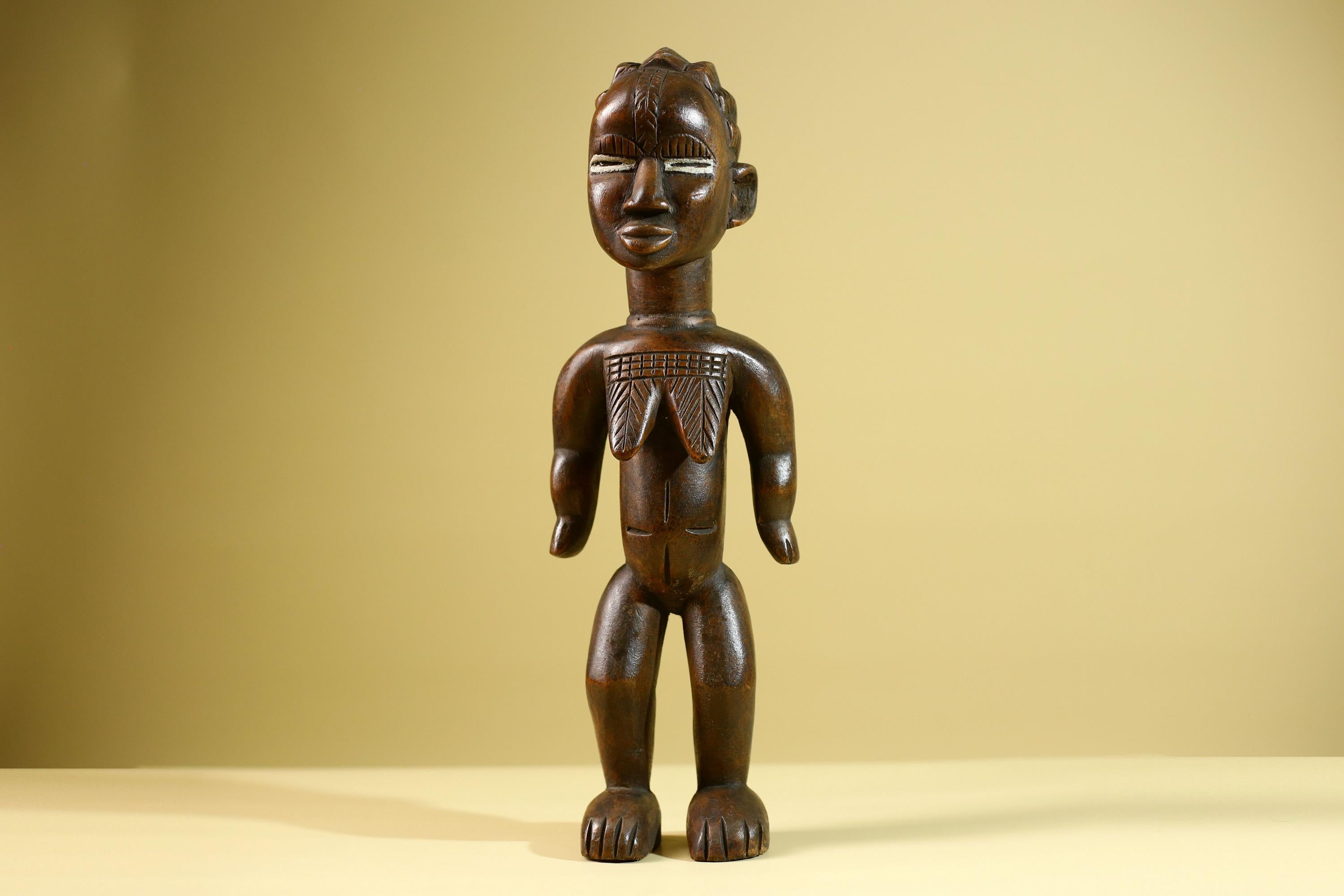 African Yoruba Female Statue Nigeria Hand Carved Wood Tribal Fertility Figure Traditional Cultural Decor-G5803