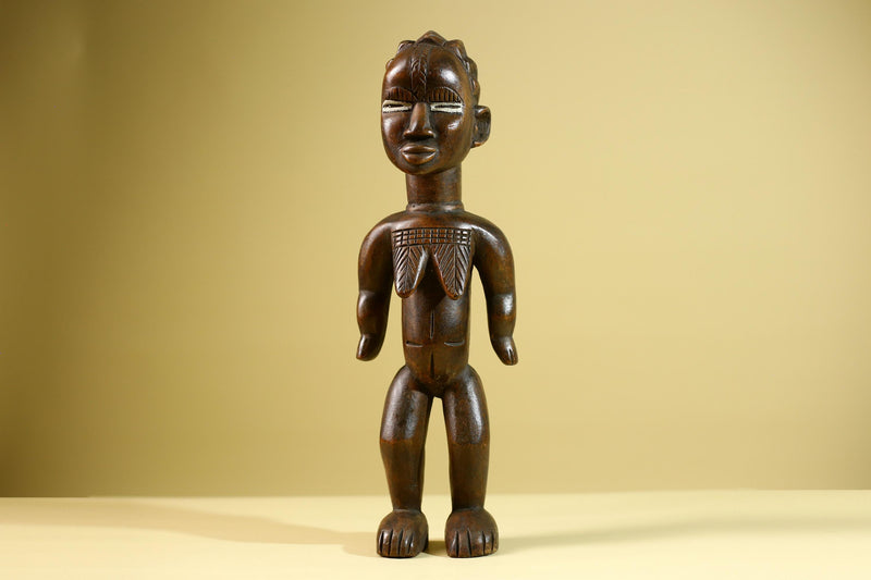 African Yoruba Female Statue Nigeria Hand Carved Wood Tribal Fertility Figure Traditional Cultural Decor-G5803