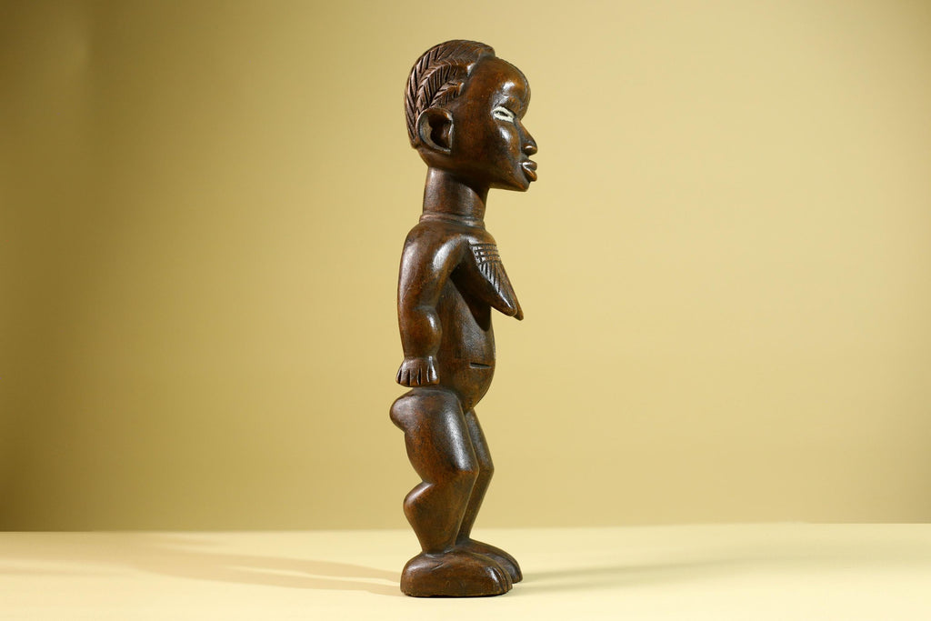 African Yoruba Female Statue Nigeria Hand Carved Wood Tribal Fertility Figure Traditional Cultural Decor-G5803