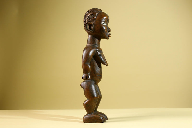 African Yoruba Female Statue Nigeria Hand Carved Wood Tribal Fertility Figure Traditional Cultural Decor-G5803