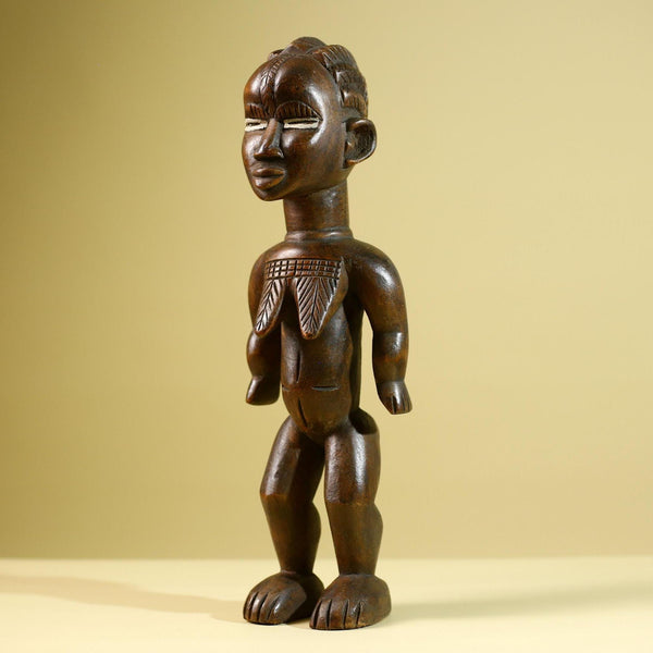 African Yoruba Female Statue Nigeria Hand Carved Wood Tribal Fertility Figure Traditional Cultural Decor-G5803