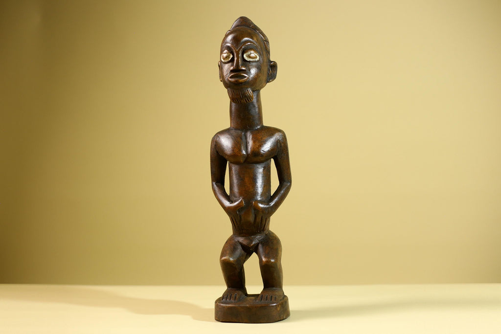 African Yoruba Male Statue Tribal Wood Carving Hand Carved Figurine Ethnic Art Home Décor Collectible Sculpture-G5804