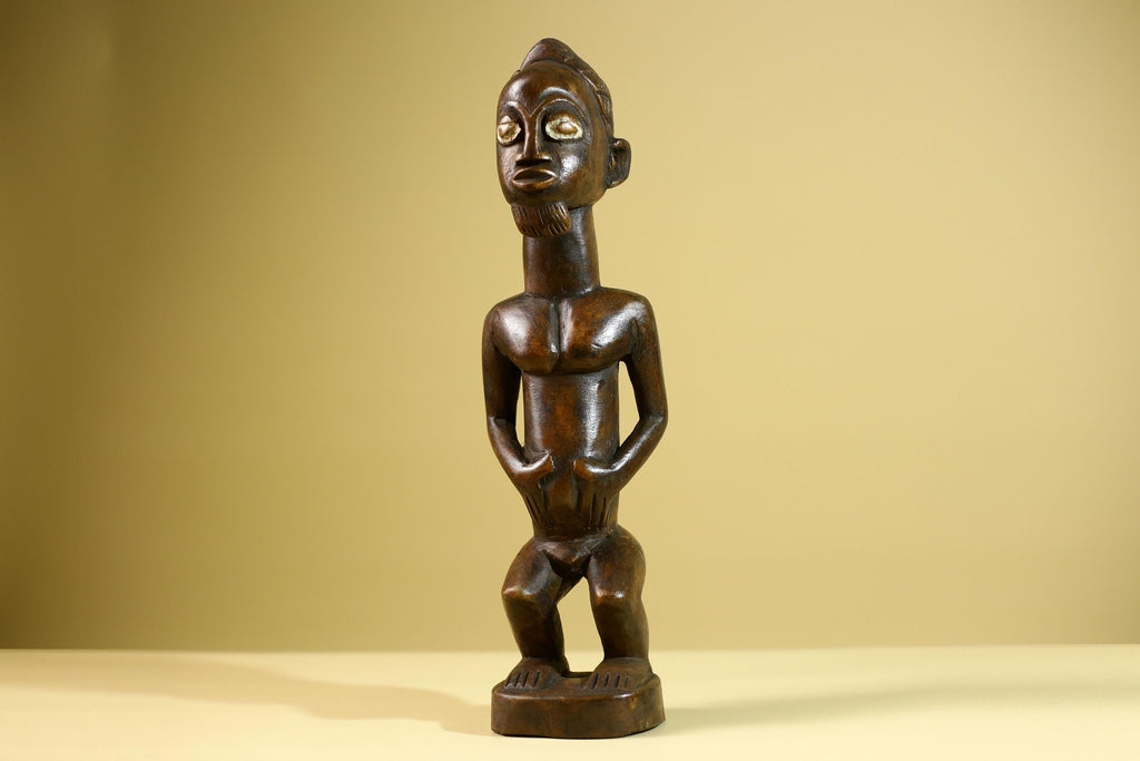 African Yoruba Male Statue Tribal Wood Carving Hand Carved Figurine Ethnic Art Home Décor Collectible Sculpture-G5804