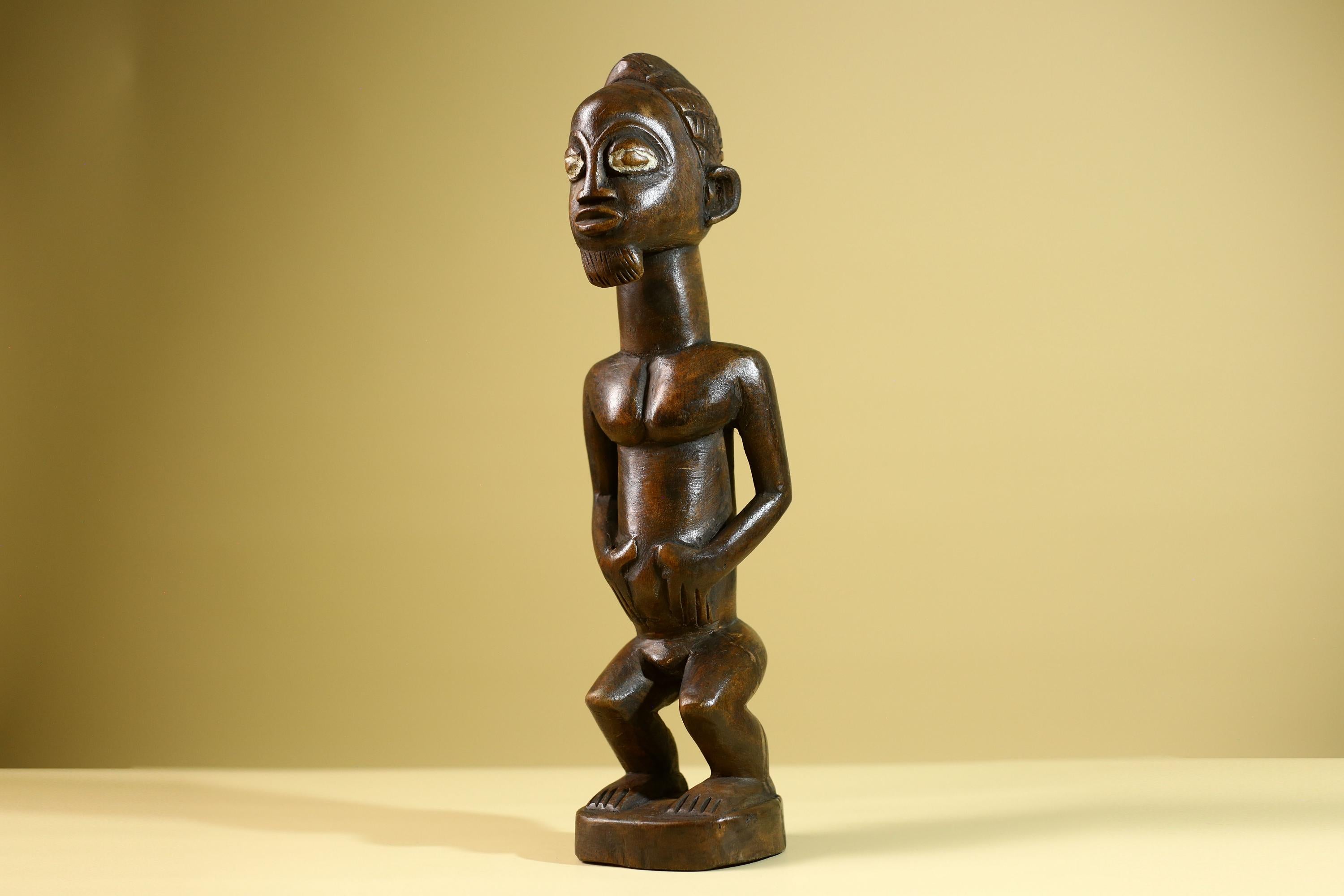 African Yoruba Male Statue Tribal Wood Carving Hand Carved Figurine Ethnic Art Home Décor Collectible Sculpture-G5804