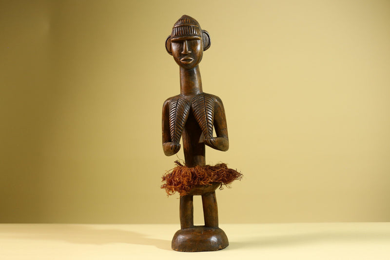 African Baule Tribal Statue Woman Figure Hand Carved Wood Fertility Art Sculpture Home Decor-G5807