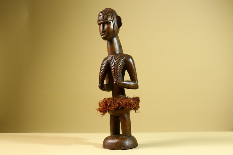 African Baule Tribal Statue Woman Figure Hand Carved Wood Fertility Art Sculpture Home Decor-G5807