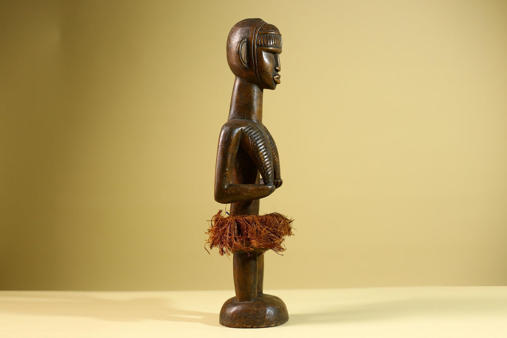 African Baule Tribal Statue Woman Figure Hand Carved Wood Fertility Art Sculpture Home Decor-G5807