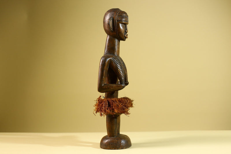 African Baule Tribal Statue Woman Figure Hand Carved Wood Fertility Art Sculpture Home Decor-G5807