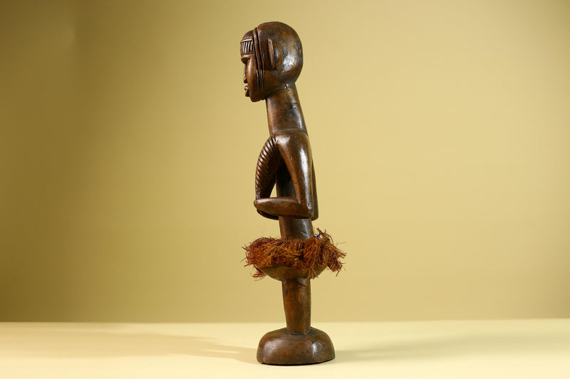 African Baule Tribal Statue Woman Figure Hand Carved Wood Fertility Art Sculpture Home Decor-G5807