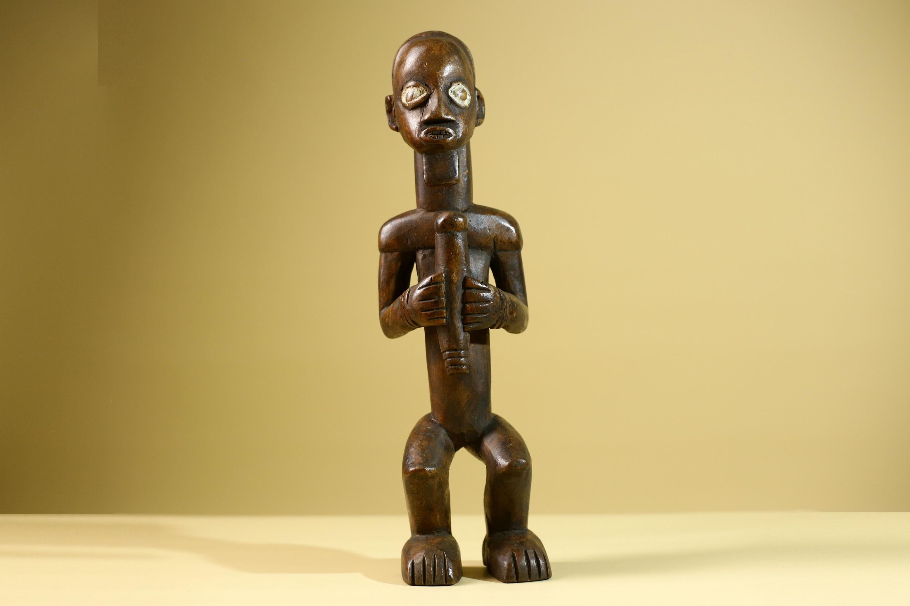 Baule African Statue Fertility Figure Hand Carved Wood Tribal Art Decor from Côte d’Ivoire Brown Sculpture Collectible-G5808