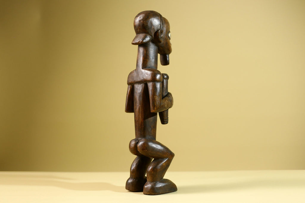 Baule African Statue Fertility Figure Hand Carved Wood Tribal Art Decor from Côte d’Ivoire Brown Sculpture Collectible-G5808
