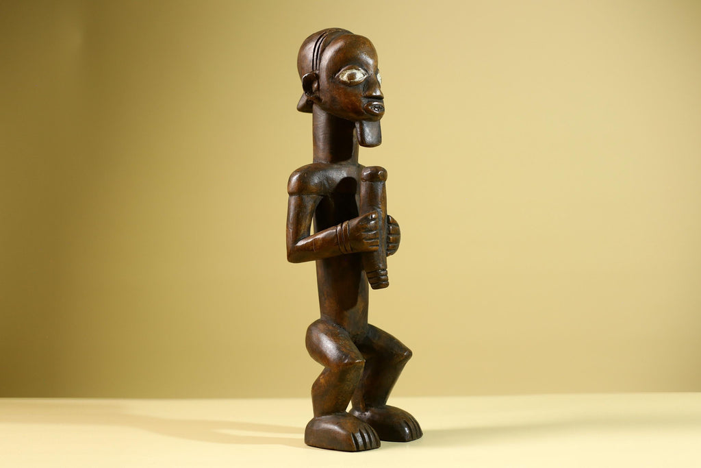 Baule African Statue Fertility Figure Hand Carved Wood Tribal Art Decor from Côte d’Ivoire Brown Sculpture Collectible-G5808