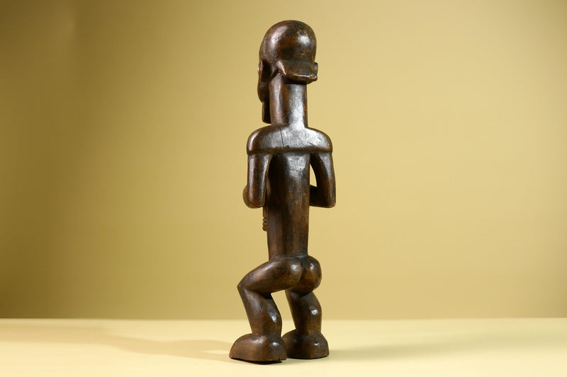 Baule African Statue Fertility Figure Hand Carved Wood Tribal Art Decor from Côte d’Ivoire Brown Sculpture Collectible-G5808