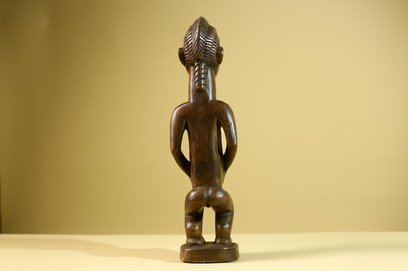 African Baule Fertility Statue – Hand Carved Wood Tribal Art Decor Figure from Côte d’Ivoire West Africa-G5809