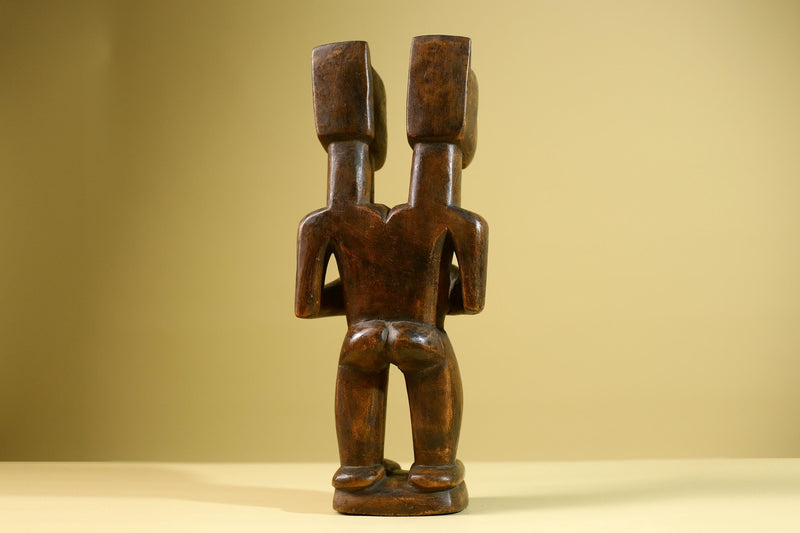 Yoruba African Twin Figure Hand Carved Wood Statue Tribal Fertility Art Decor West Africa Sculpture Vintage Home Decoration-G5811