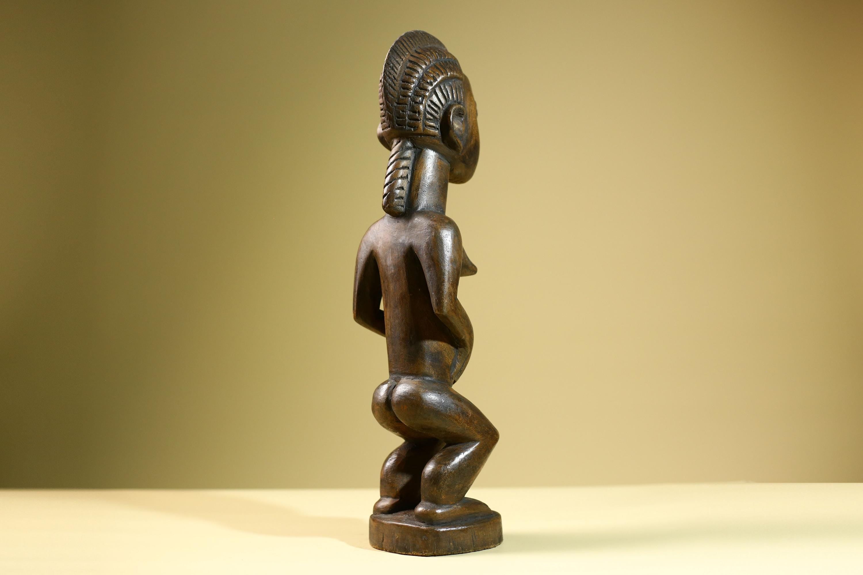 African Baule Female Statue Tribal Wood Fertility Figure Côte d’Ivoire West Africa Carved Sculpture Ancestral Art Decor-G5813