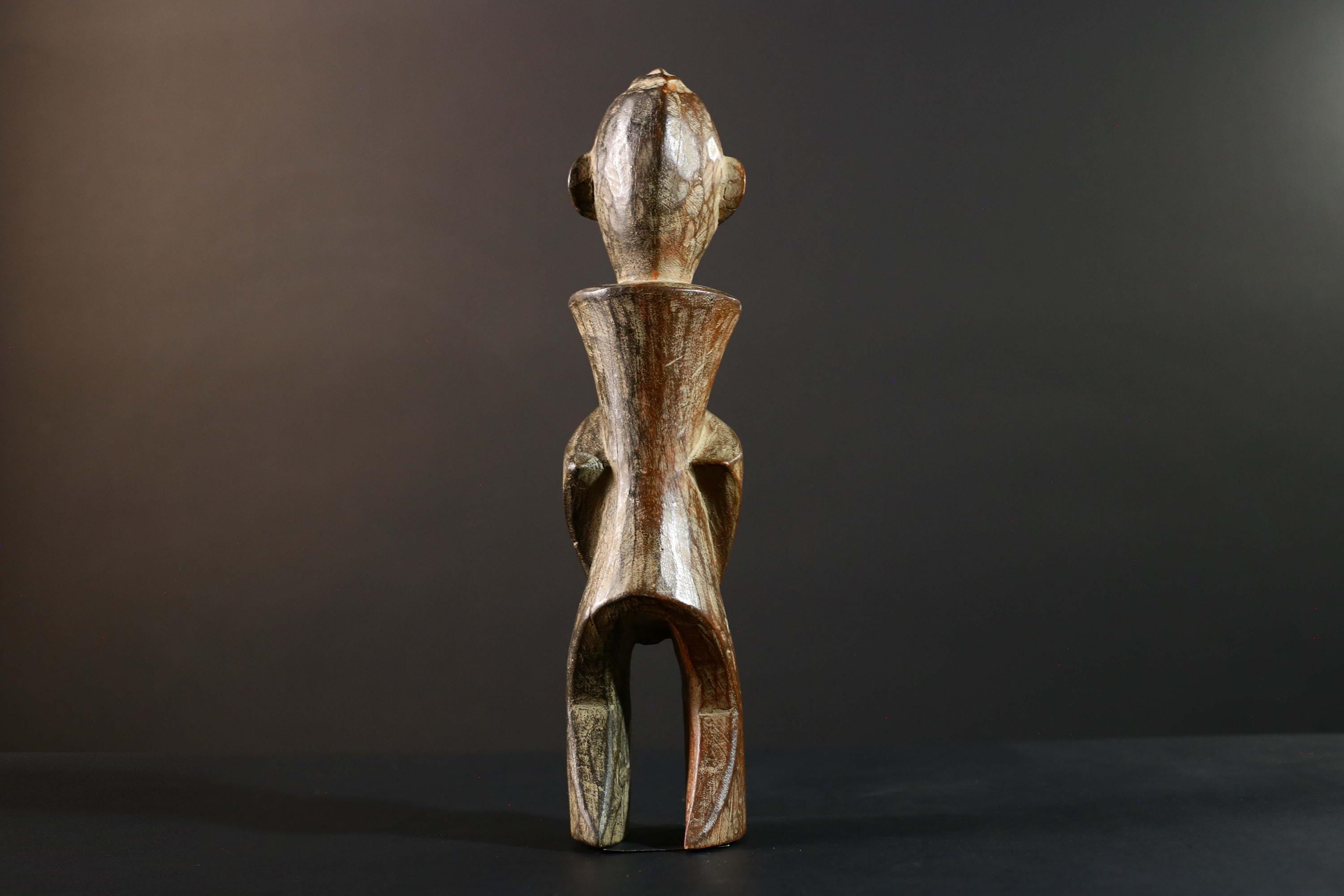 Hand Carved Tribal Vintage Ambete Reliquary Statue Wood Gabon Figure-G5795