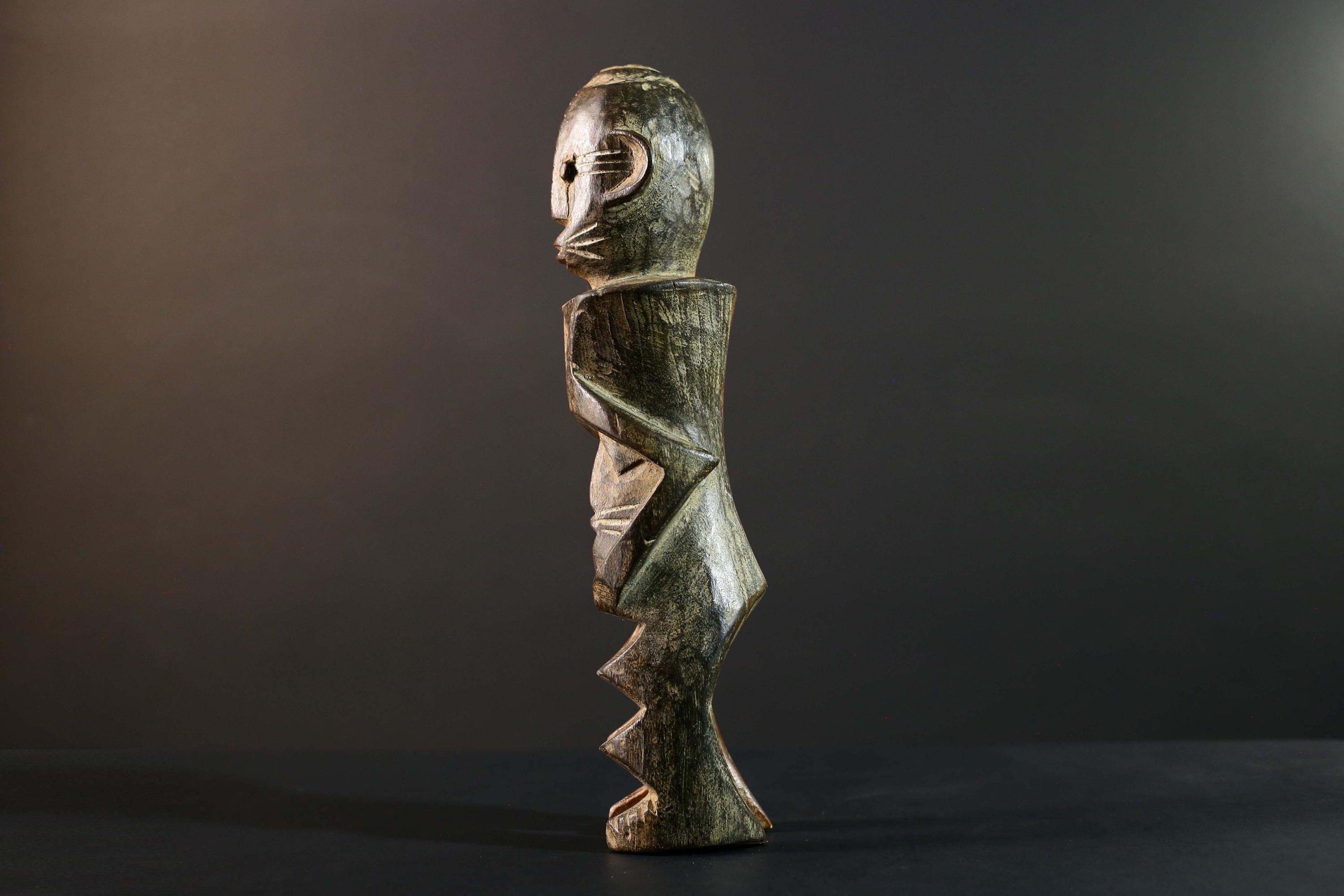 Hand Carved Tribal Vintage Ambete Reliquary Statue Wood Gabon Figure-G5795