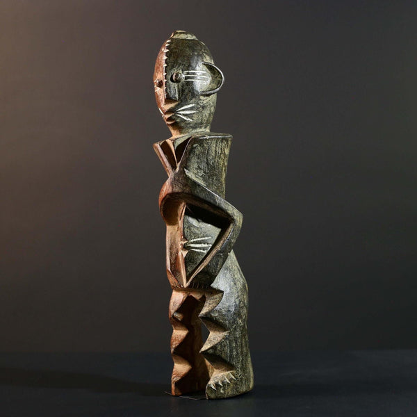 Hand Carved Tribal Vintage Ambete Reliquary Statue Wood Gabon Figure-G5795