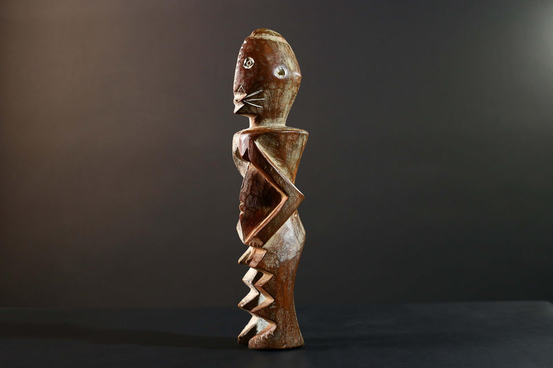 Hand Carved Tribal Vintage Ambete Reliquary Statue Wood Gabon Figure-G5796