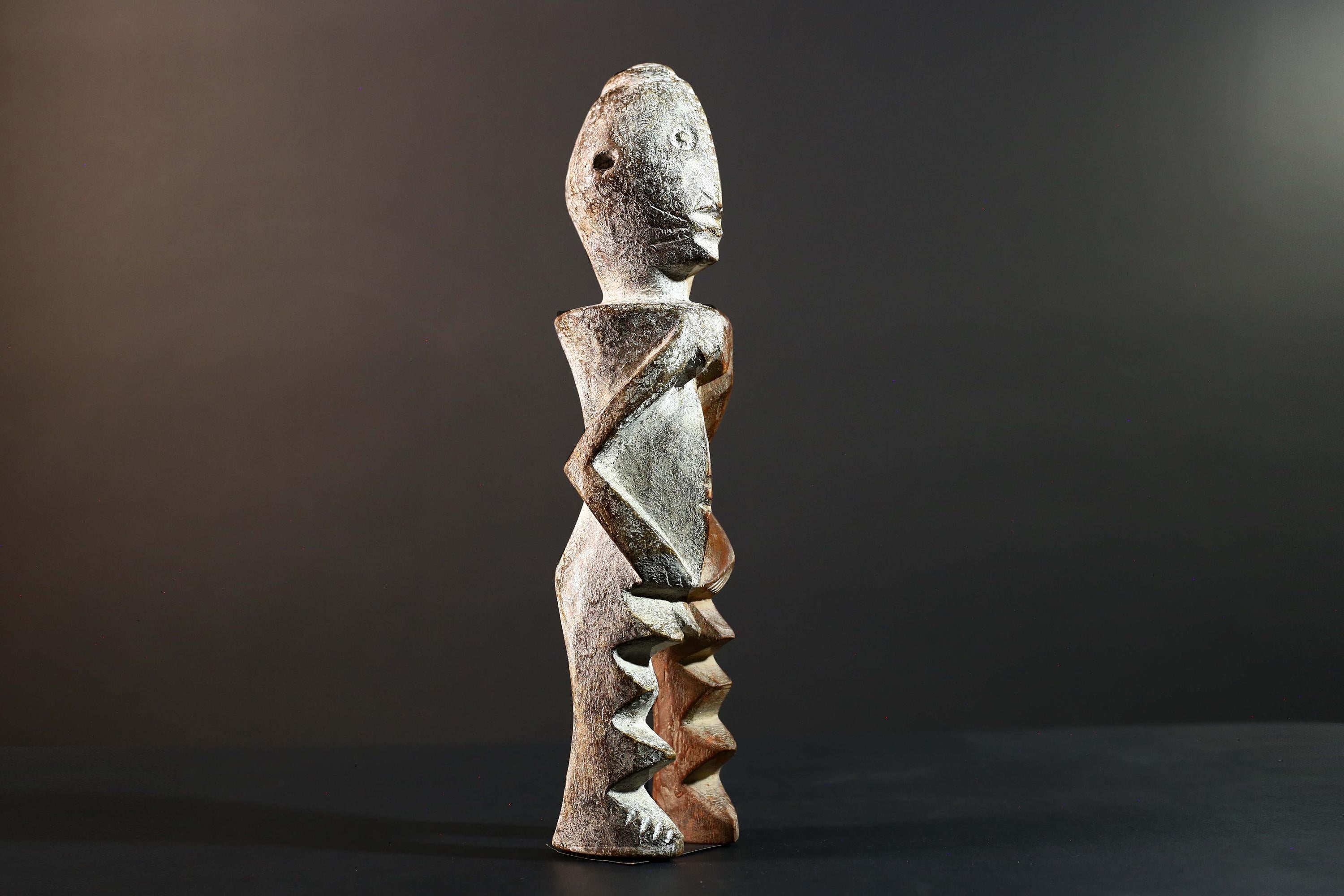 Hand Carved Tribal Vintage Ambete Reliquary Statue Wood Gabon Figure-G5796