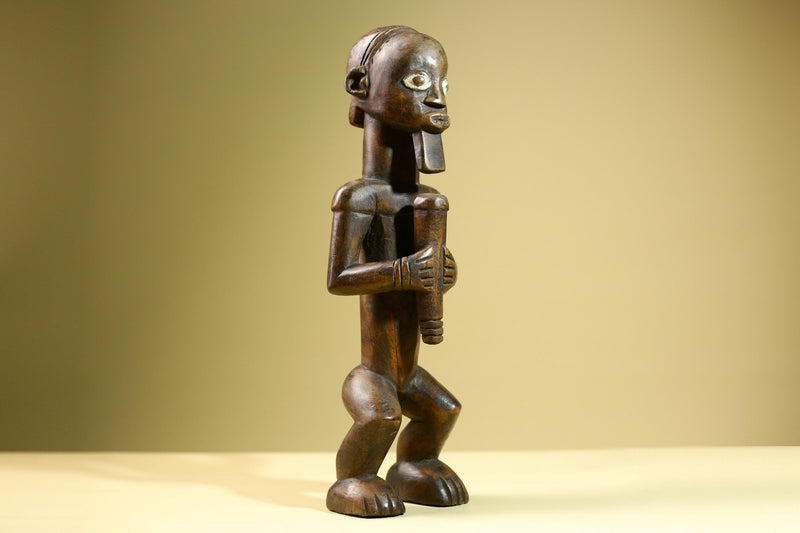 African Tribal Statue Male Figure Hand Carved Wood Ritual Sculpture West African Art Collectible Figurine Home Decor-G5821