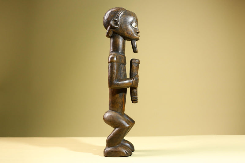 African Tribal Statue Male Figure Hand Carved Wood Ritual Sculpture West African Art Collectible Figurine Home Decor-G5821