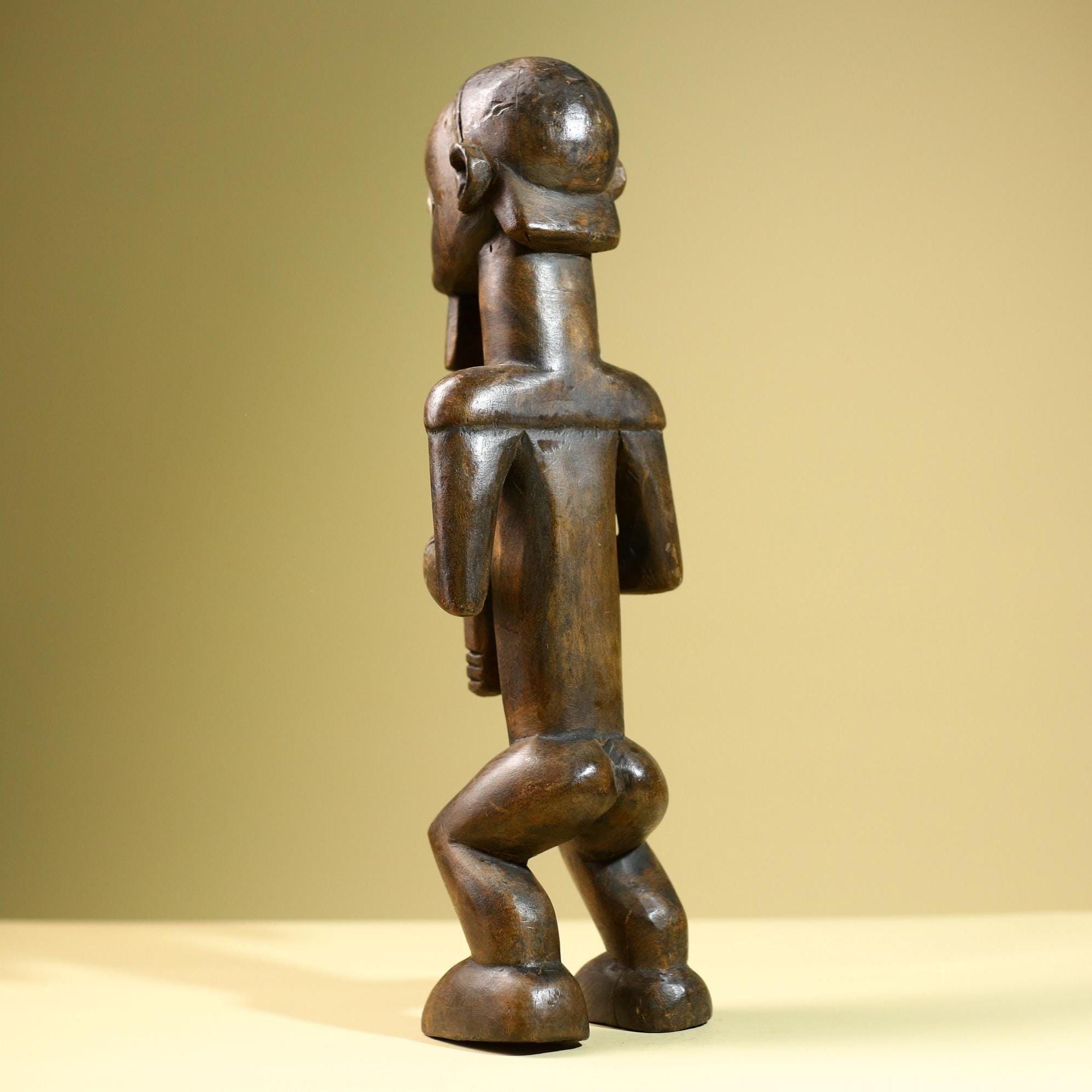 African Tribal Statue Male Figure Hand Carved Wood Ritual Sculpture West African Art Collectible Figurine Home Decor-G5821