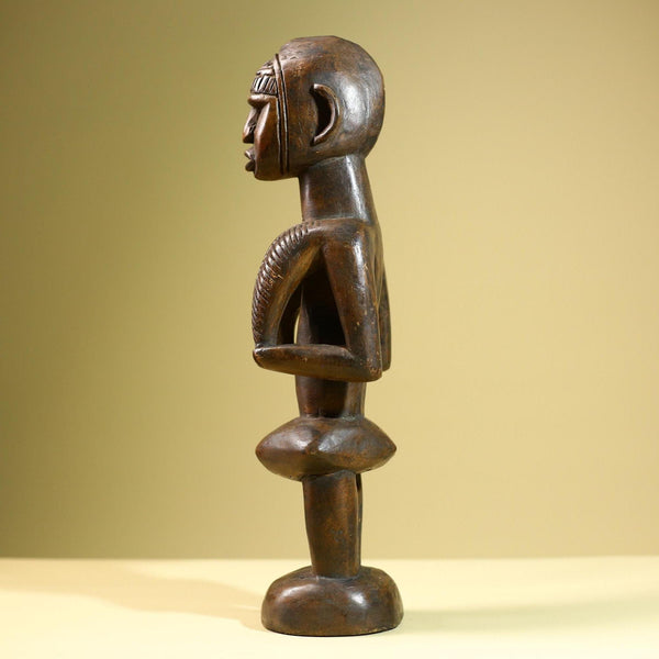 African Tribal Statue Female Figure Hand Carved Wood Fertility Sculpture Vintage Home Decor West Africa Art Collectible-G5822