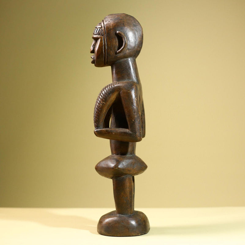 African Tribal Statue Female Figure Hand Carved Wood Fertility Sculpture Vintage Home Decor West Africa Art Collectible-G5822