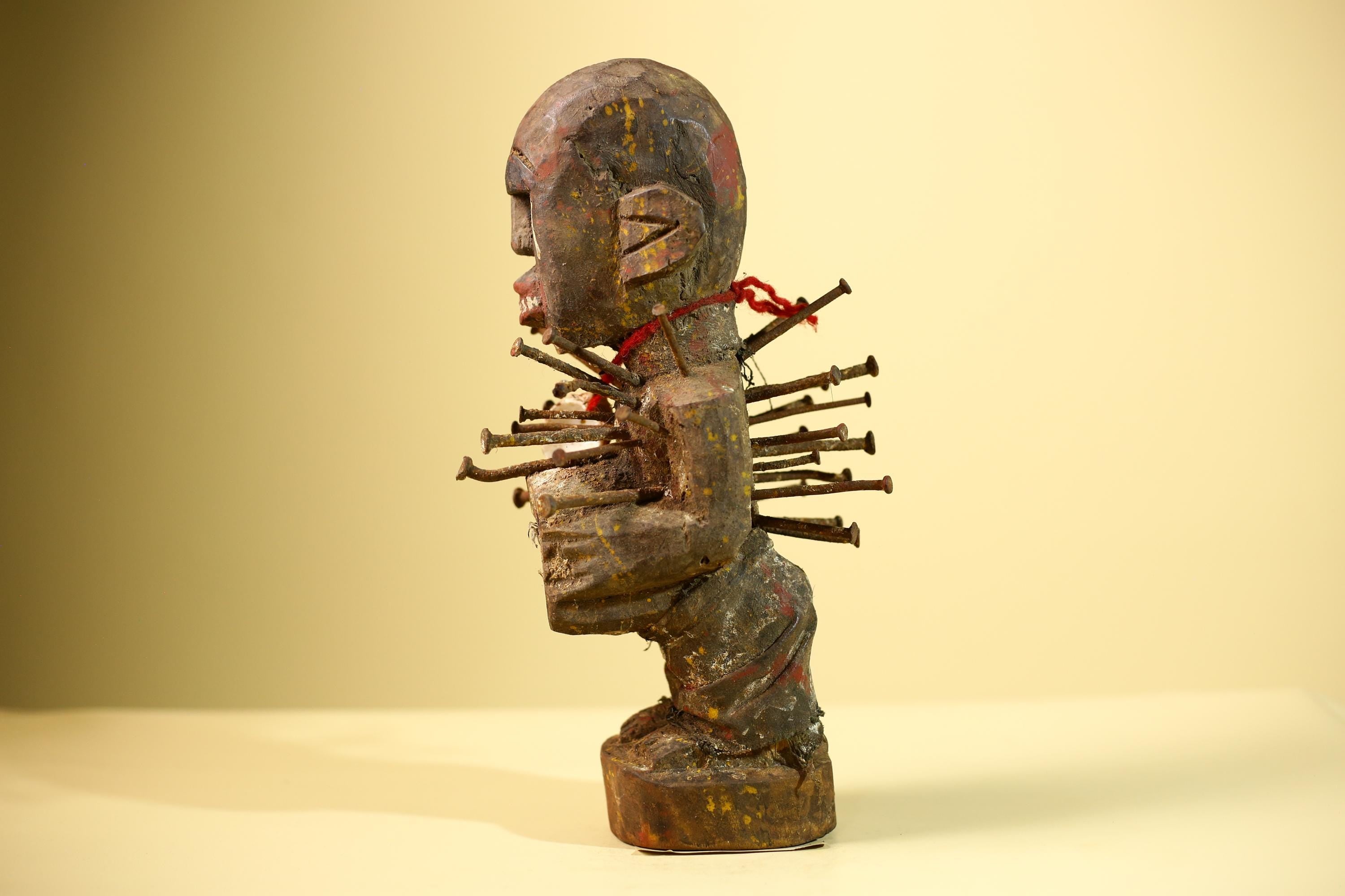 Kongo Nkisi Nkondi Figure: African Tribal Power Sculpture with Nails & Vines-G5828