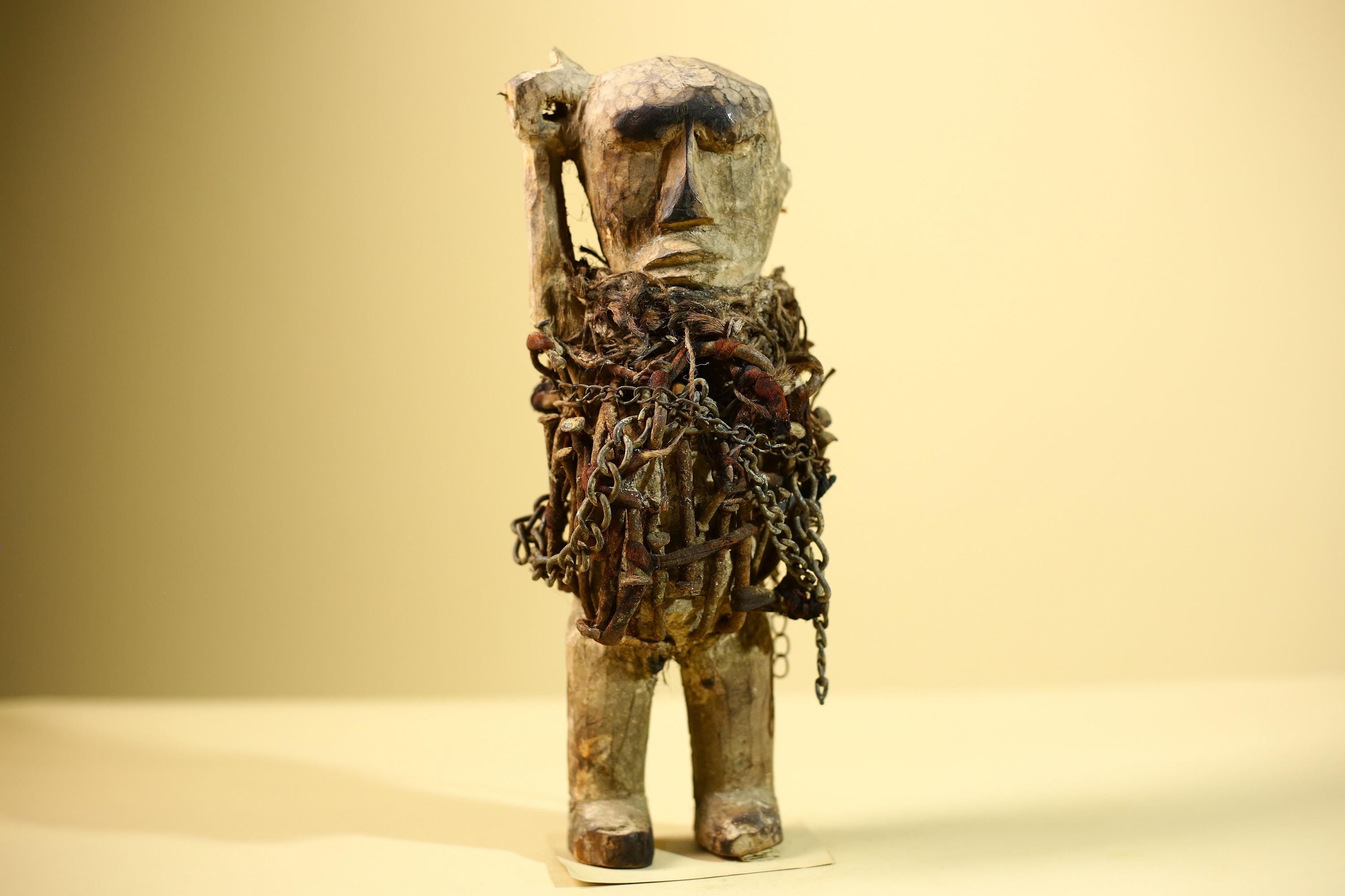 Kongo Nkisi Nkondi Figure: African Tribal Power Sculpture with Nails & Vines-G5829