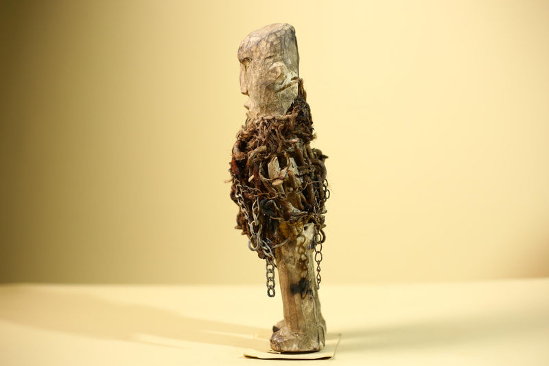 Kongo Nkisi Nkondi Figure: African Tribal Power Sculpture with Nails & Vines-G5829