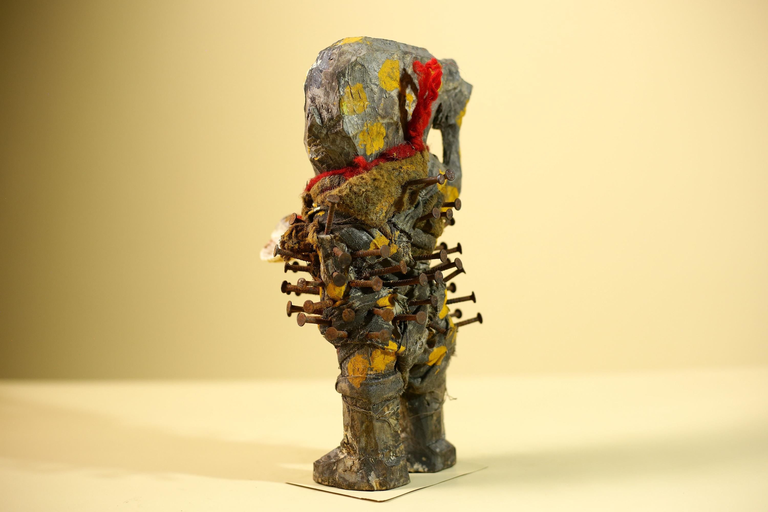 Kongo Nkisi Nkondi Figure: African Tribal Power Sculpture with Nails & Vines-G5830