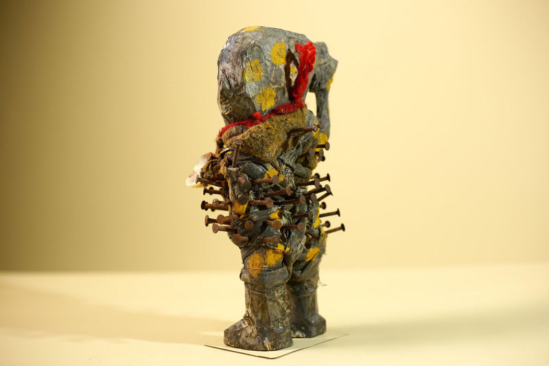 Kongo Nkisi Nkondi Figure: African Tribal Power Sculpture with Nails & Vines-G5830