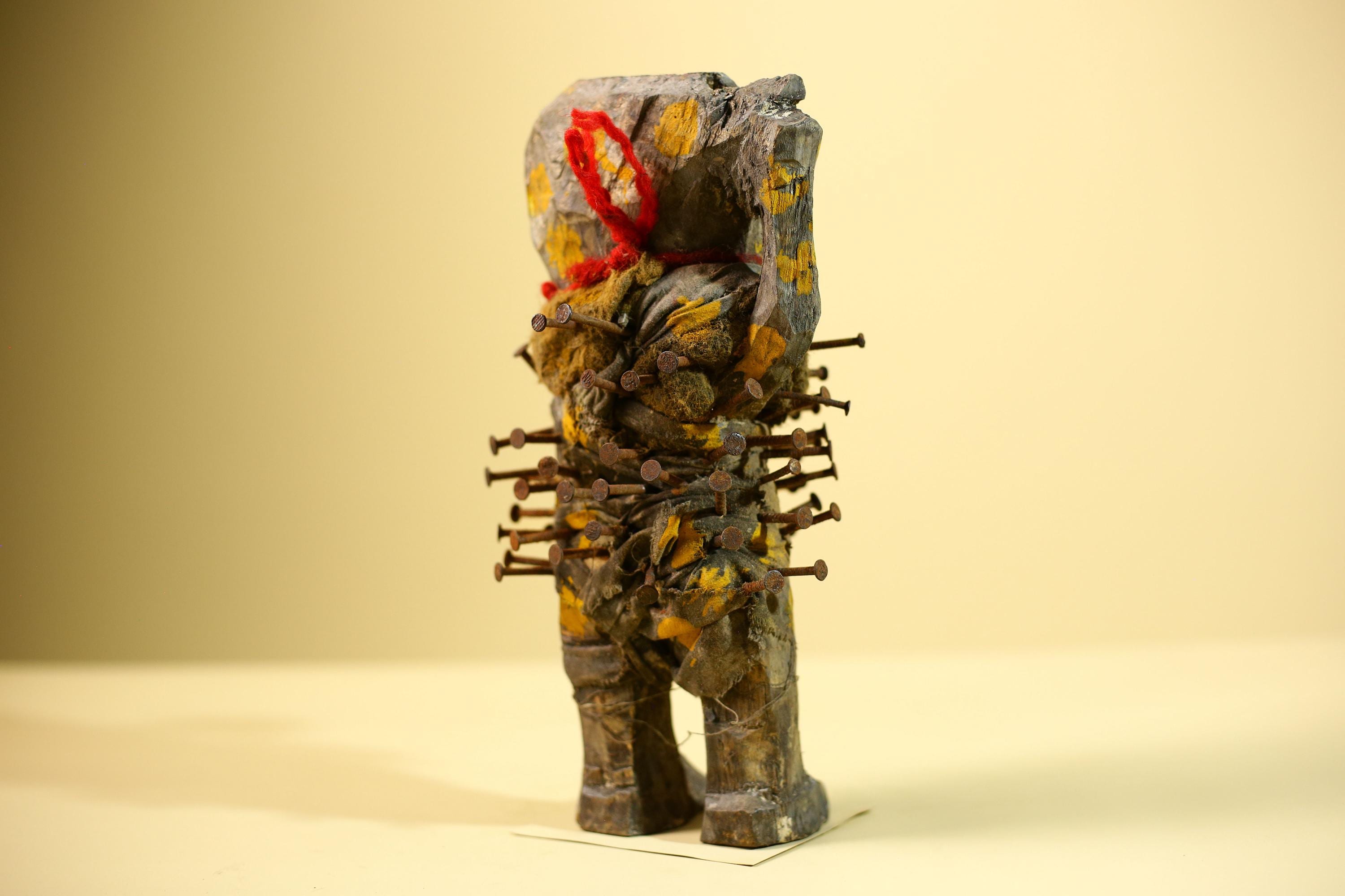 Kongo Nkisi Nkondi Figure: African Tribal Power Sculpture with Nails & Vines-G5830