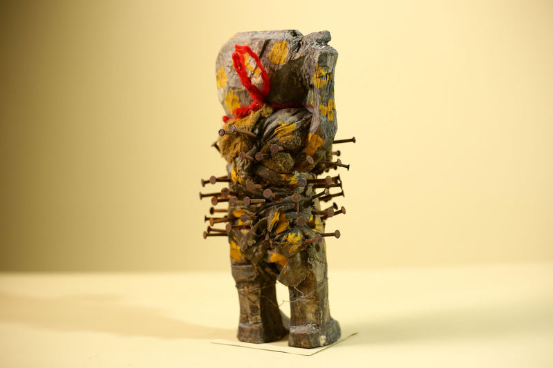 Kongo Nkisi Nkondi Figure: African Tribal Power Sculpture with Nails & Vines-G5830