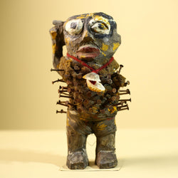 Kongo Nkisi Nkondi Figure: African Tribal Power Sculpture with Nails & Vines-G5830