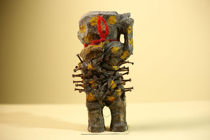 Kongo Nkisi Nkondi Figure: African Tribal Power Sculpture with Nails & Vines-G5830