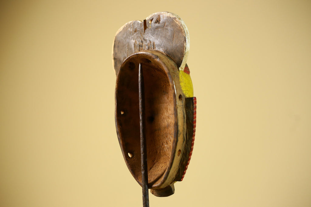 African Guro Mask Yellow Face Wood Côte d’Ivoire Tribal Art Wall Display Decor-G5833